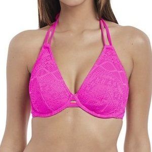 Freya Halter Bikini Top in Hot Pink